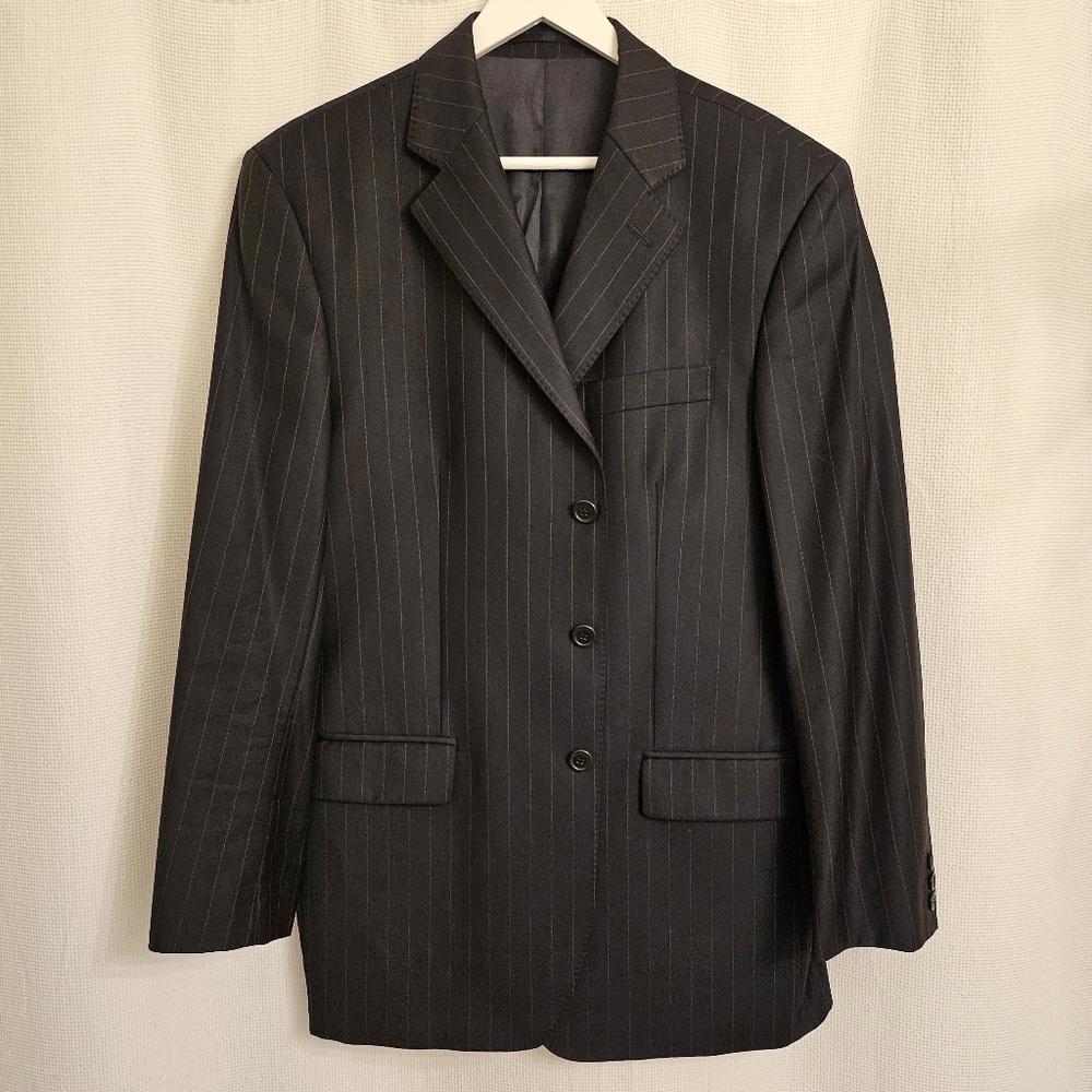 Ermenegildo Zegna Mens Navy Blue Pinstripe Wool Blazer Jacket 40R